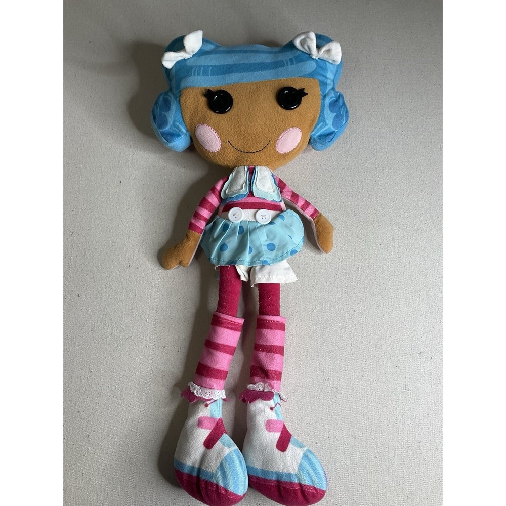 Lalaloopsy Plush Doll Blue Hair Pink Striped Legs Pillow Zipper 26 Inch.